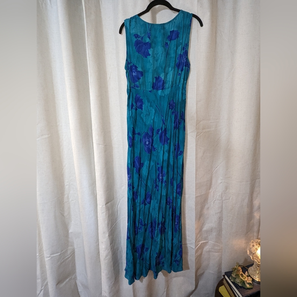 90s Blue Floral Maxi Dress - Picture 2 of 3